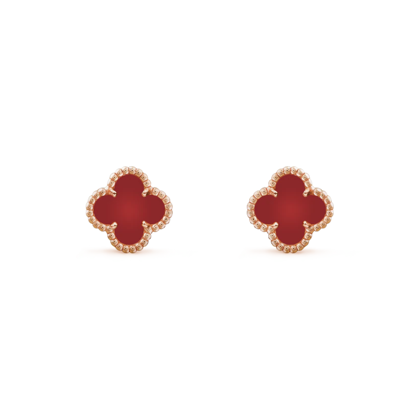 Van Cleef & Arpels Sweet Alhambra Earstuds Rose Gold, Carnelian