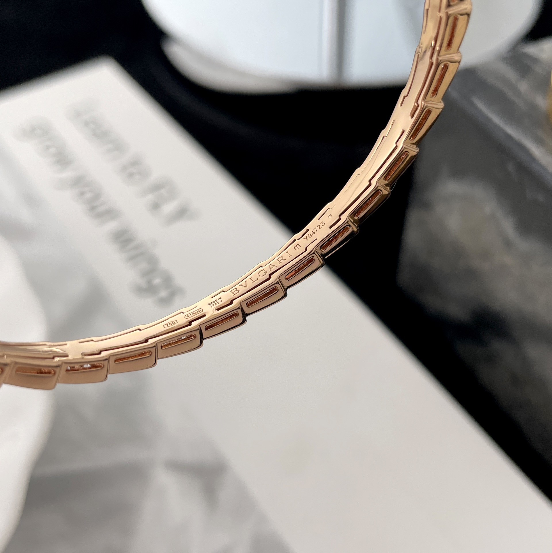 Bvlgari SERPENTI VIPER Bracelet Rose Gold with Pave Diamonds and