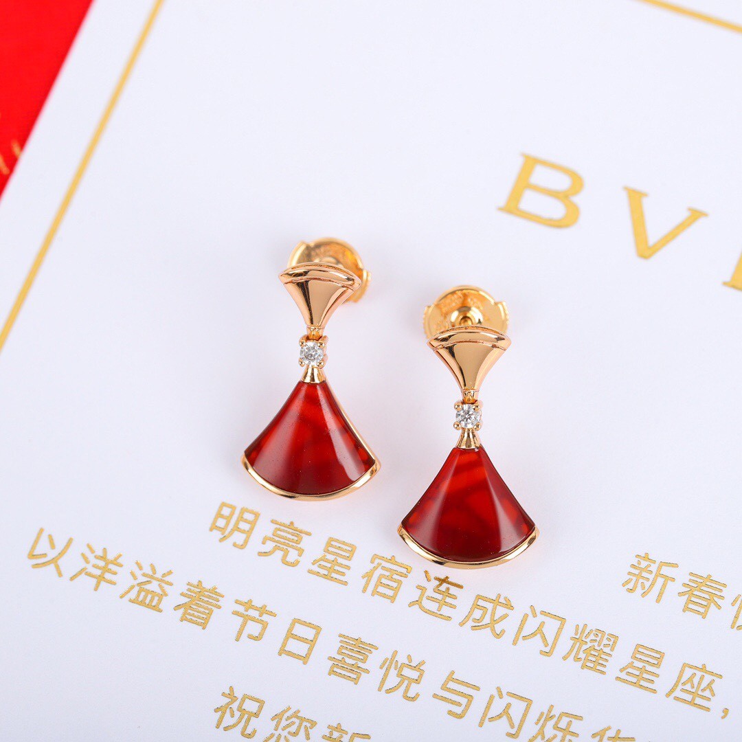 Bulgari Diva's DREAM Earrings Rose Gold With Carnelian and Diamo