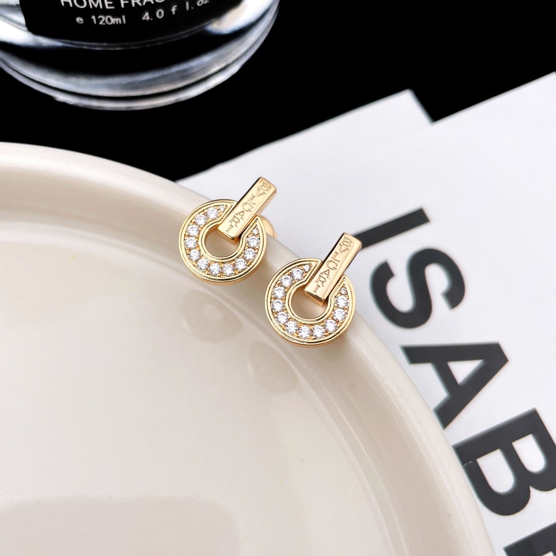 Replica Bvlgari DIVAS' Dream Earrings Rose gold with Pave Diamon