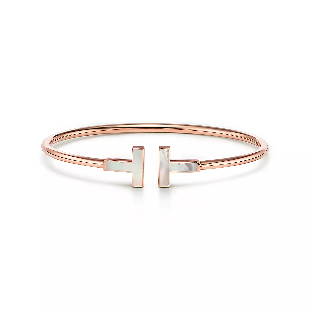 Tiffany T Wire Bracelet Rose Gold with Mother-of-pearl