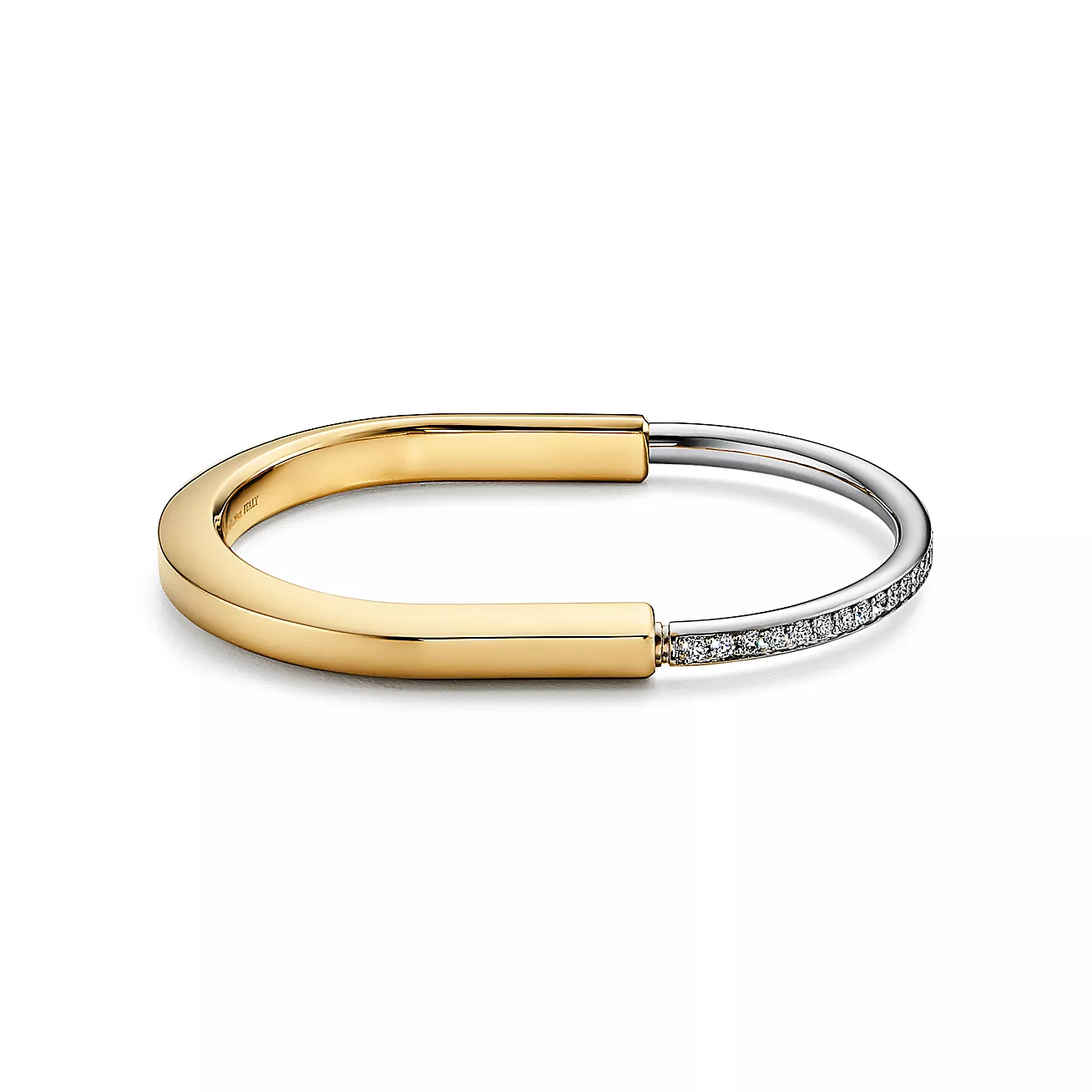 Tiffany Lock Bracelet in Gold with Half Pavé Diamonds