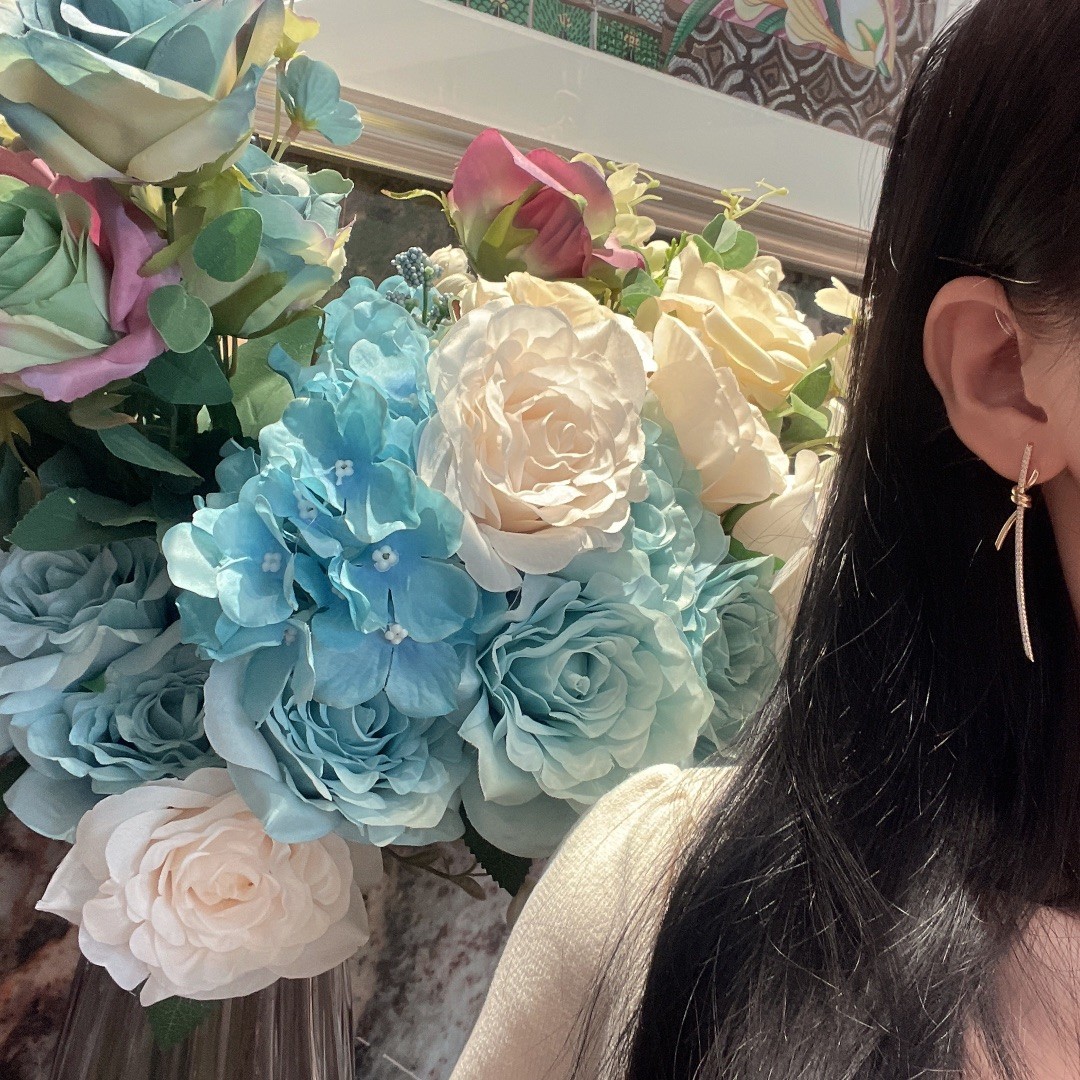 Tiffany Knot Drop Earrings in 18k Gold with Diamonds