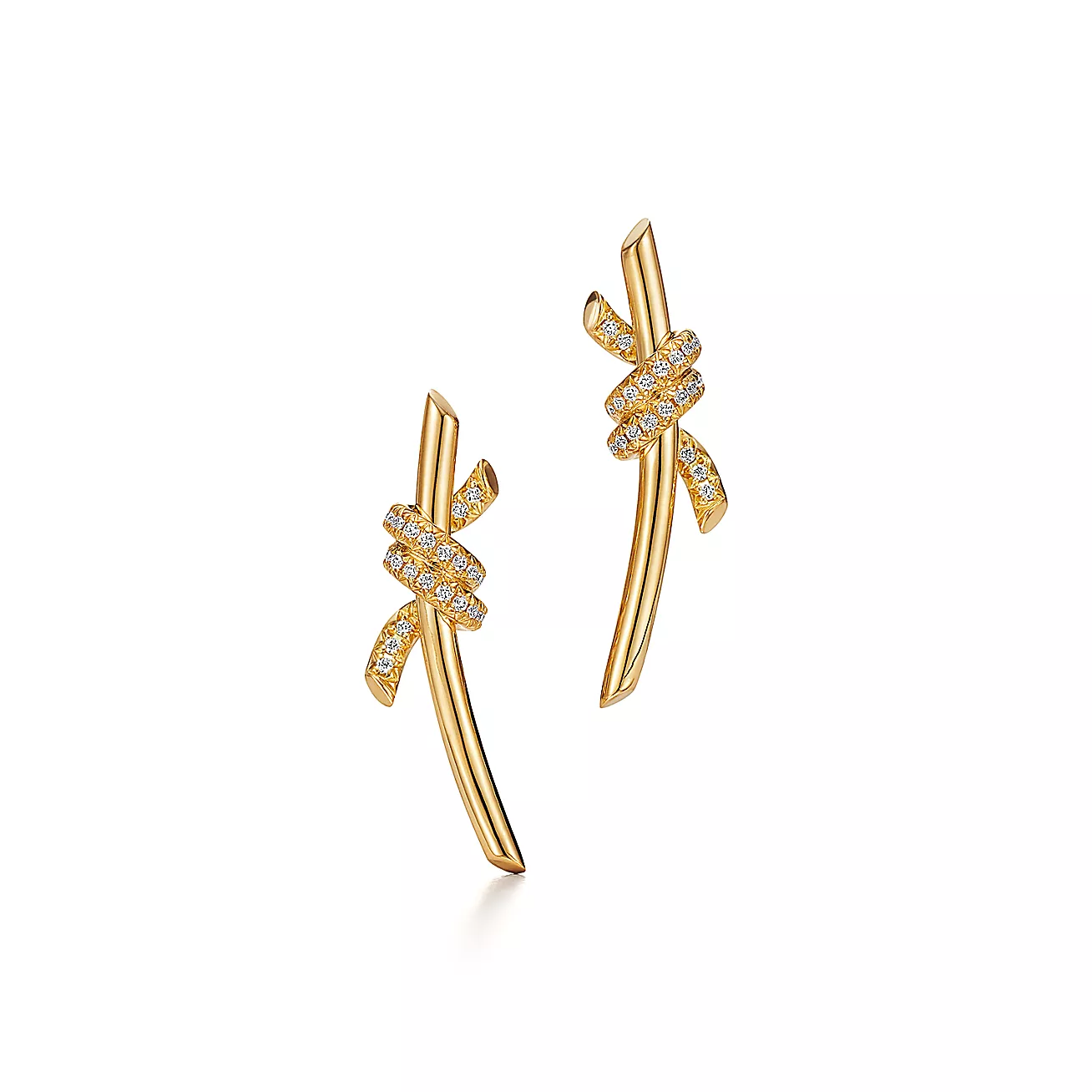 Tiffany Knot Earrings in 18k Gold with Diamonds