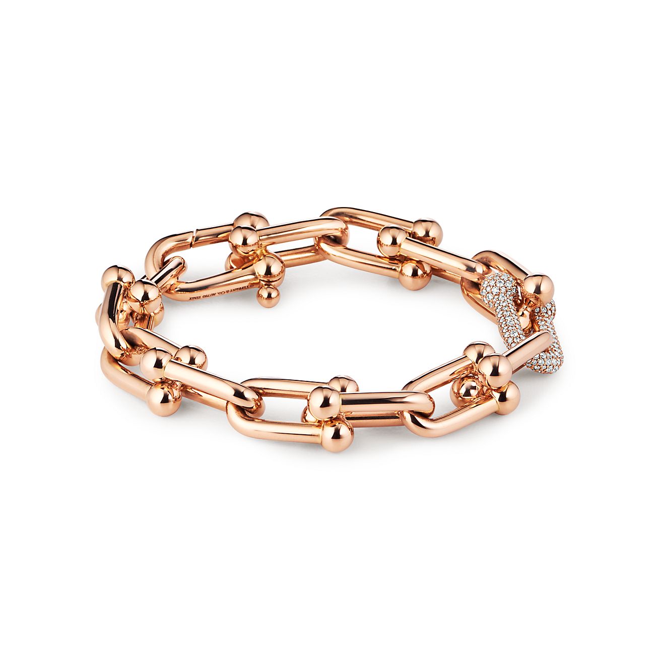 Tiffany HardWear Link Bracelet in 18k Gold with Diamonds, Medium