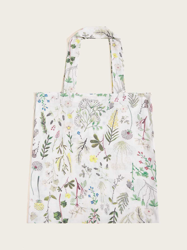 Plants Pattern Cotton Tote Bag