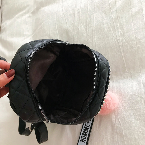 Pom Pom Decor Quilted Backpack